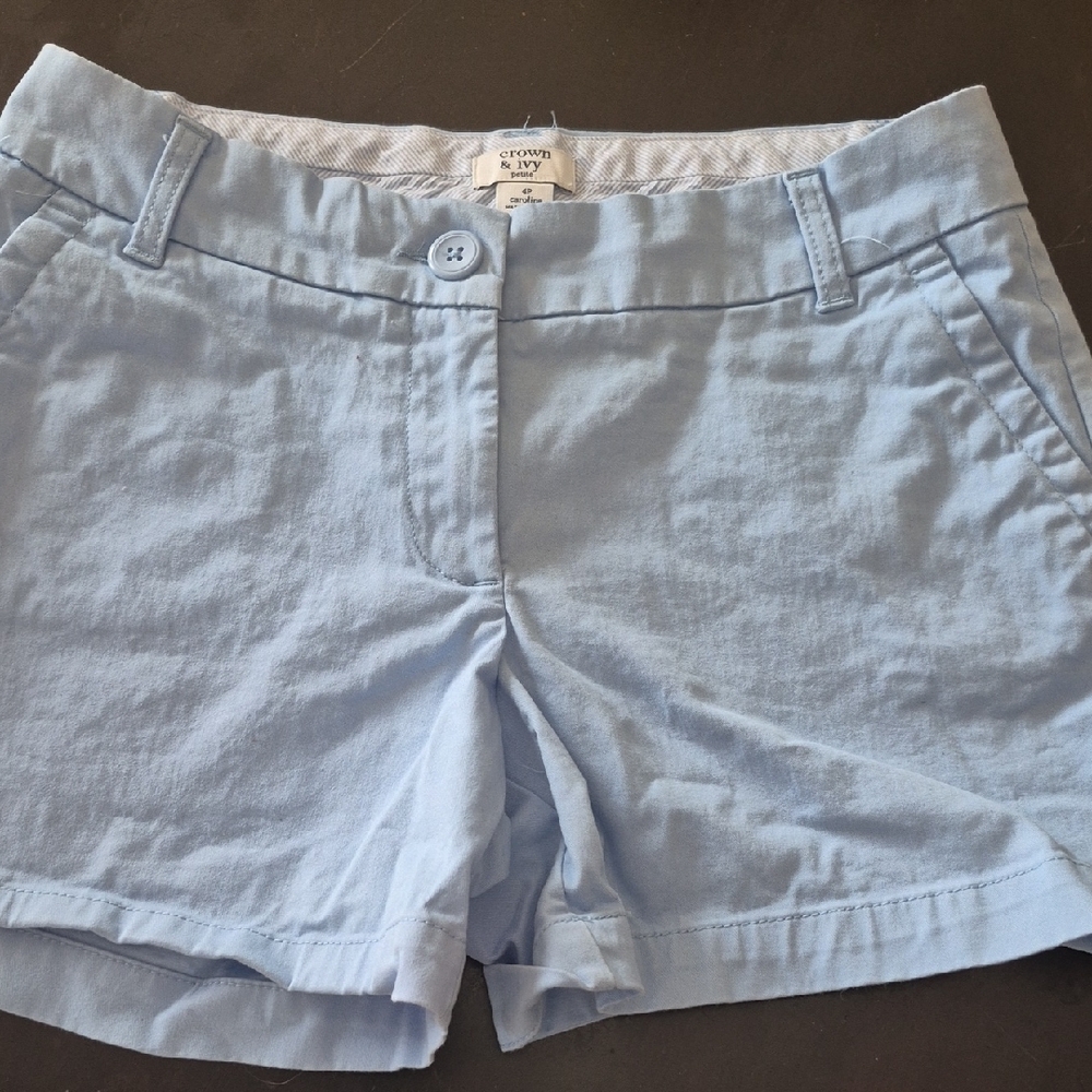 Crown & Ivy Blue Bermuda Shorts Classic Cotton Blend